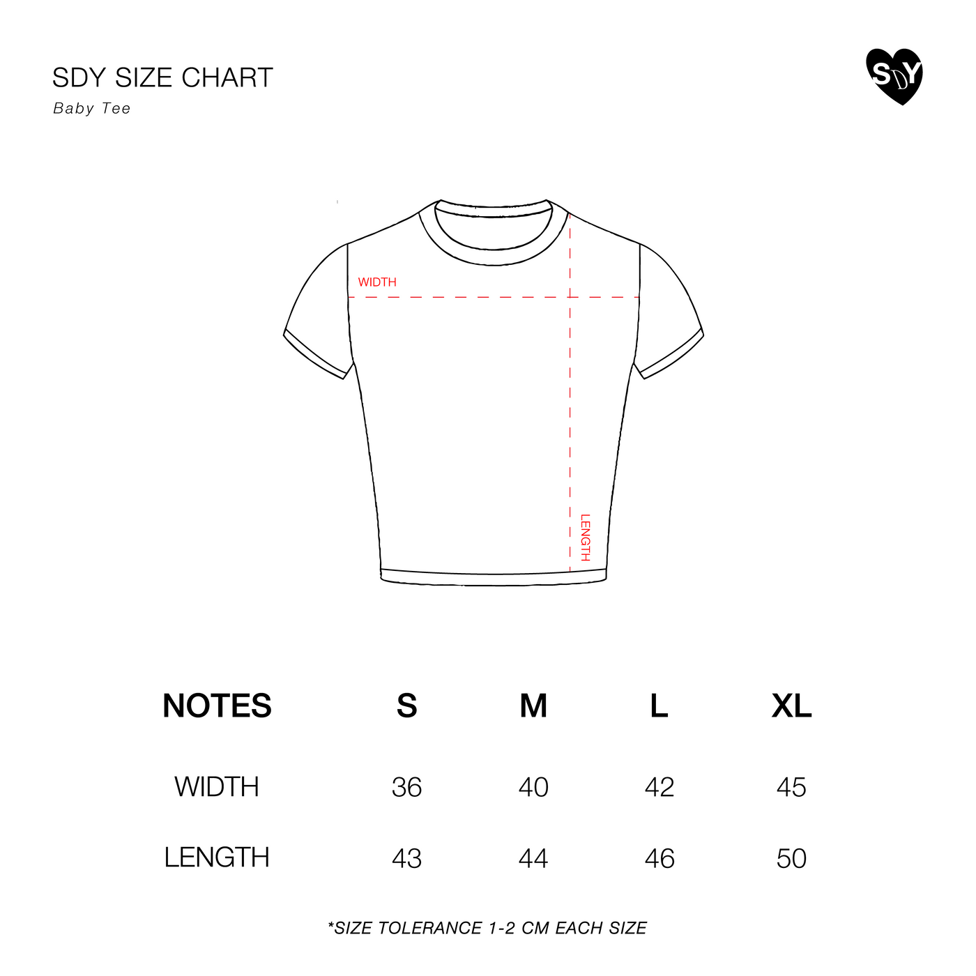 Assia Keva - Heartburn - Baby Tee - Blue — size chart