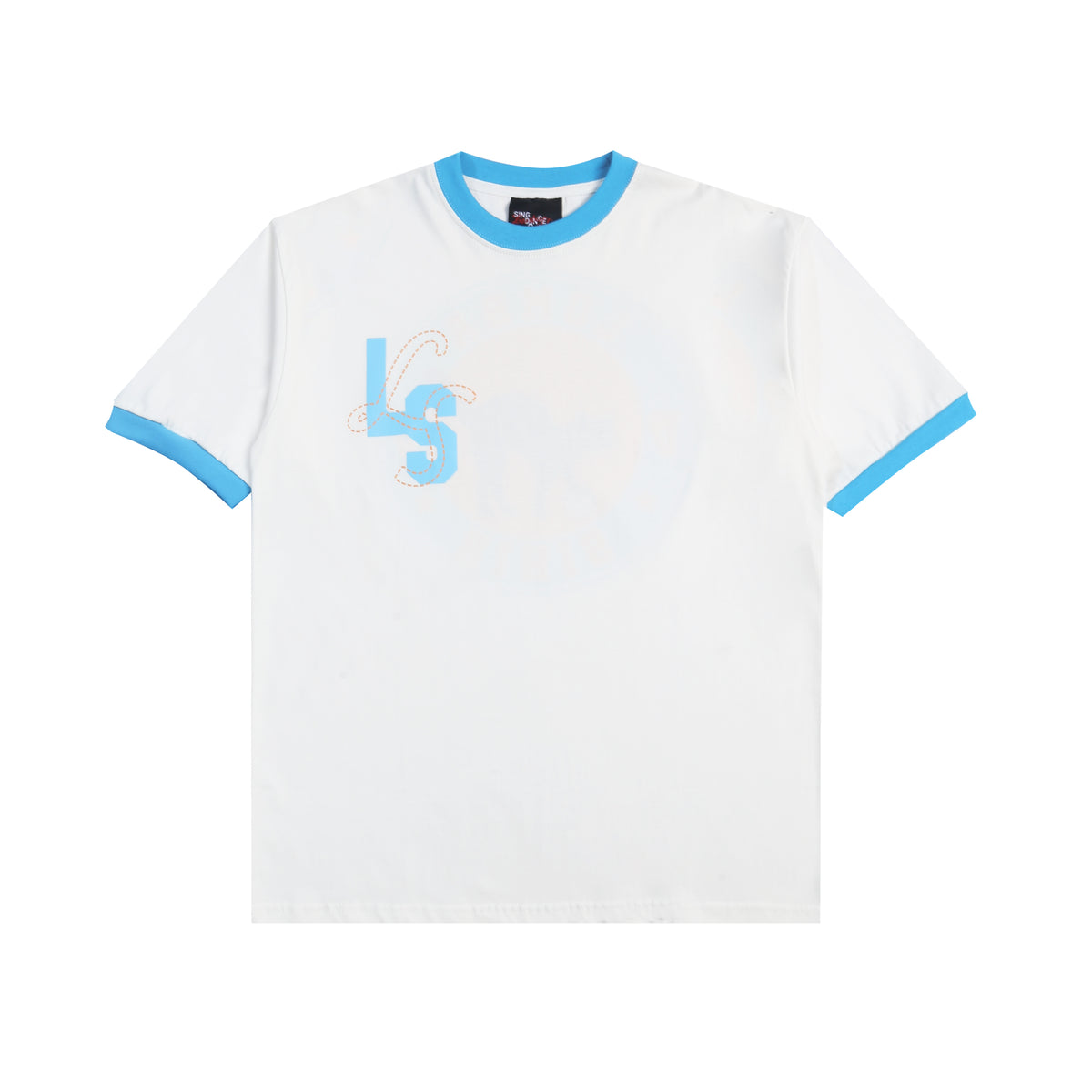 Lomba Sihir - Black Cat - Ringer T-Shirt - Regular Tee - White