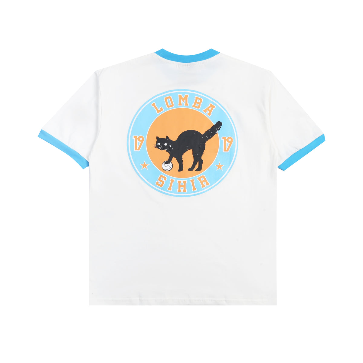 Lomba Sihir - Black Cat - Ringer T-Shirt - Regular Tee - White-2