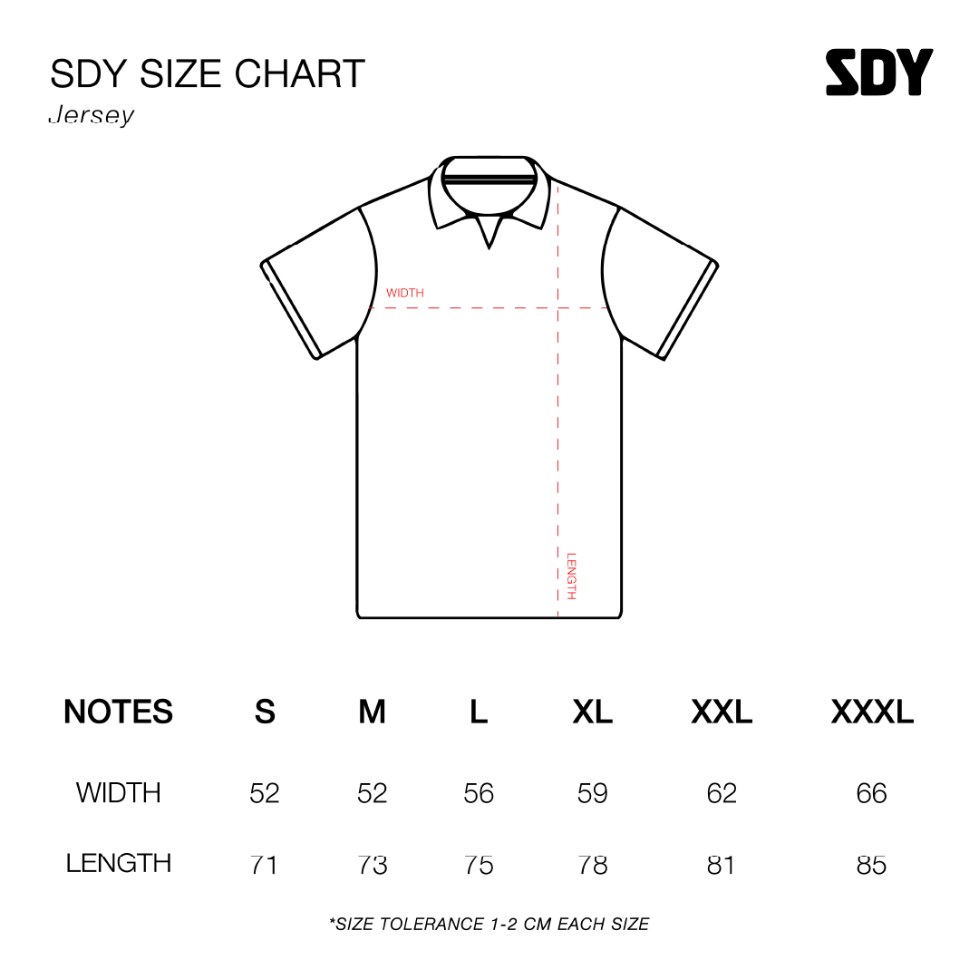 Salon RnB - Out of Ten - Jersey - Regular Tee - Blue & White — size chart
