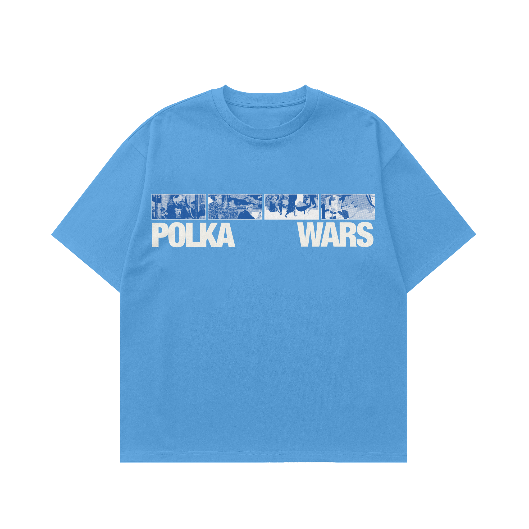 Polka Wars - Frame - T-Shirt - Blue