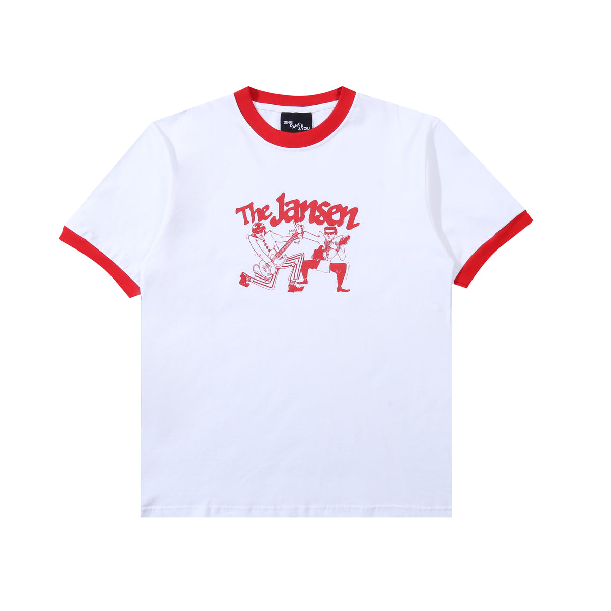 The Jansen - Guitar Hero - T-Shirt - Ringer Tee - White & Red