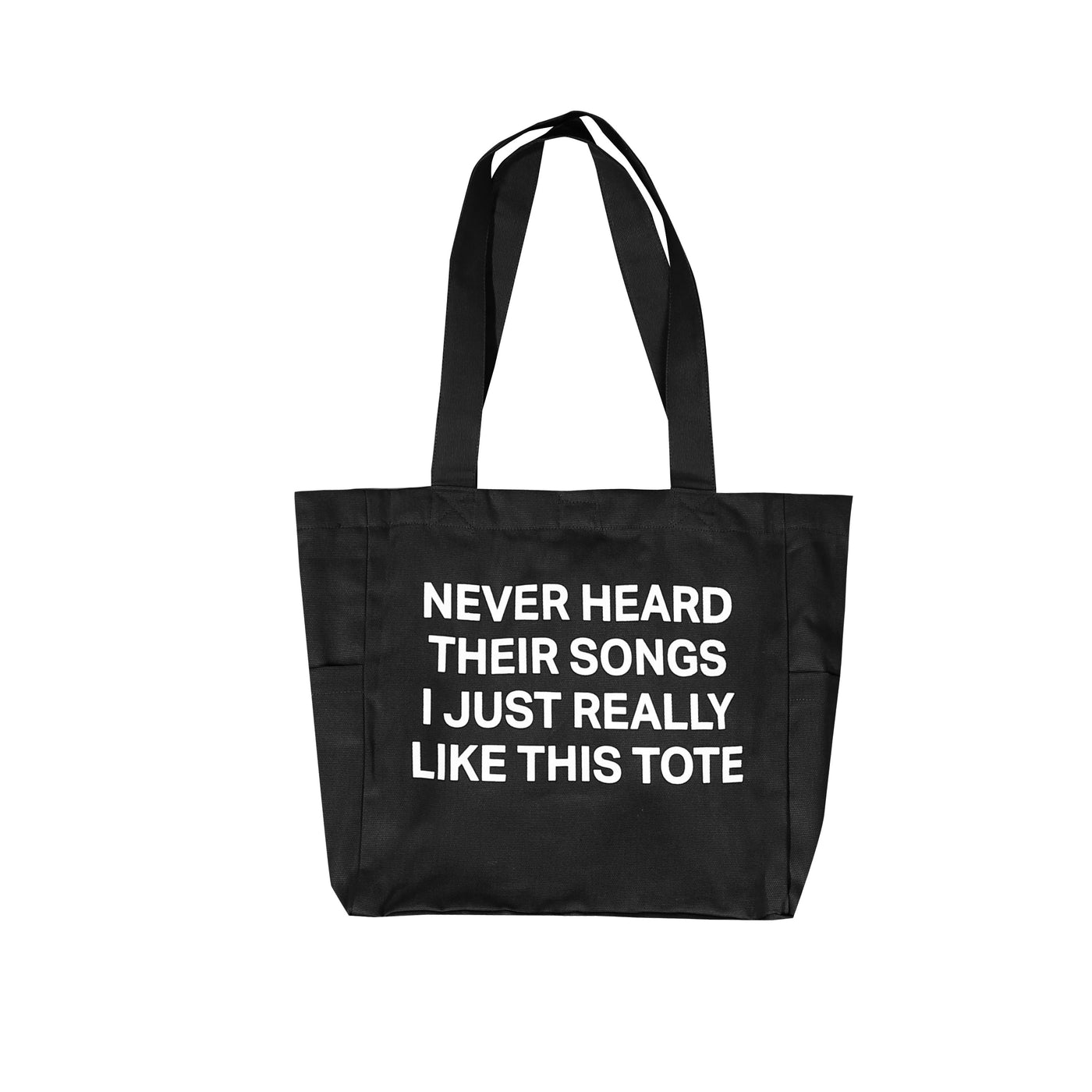 SDY - Never Heard - Totebag - Black — size chart