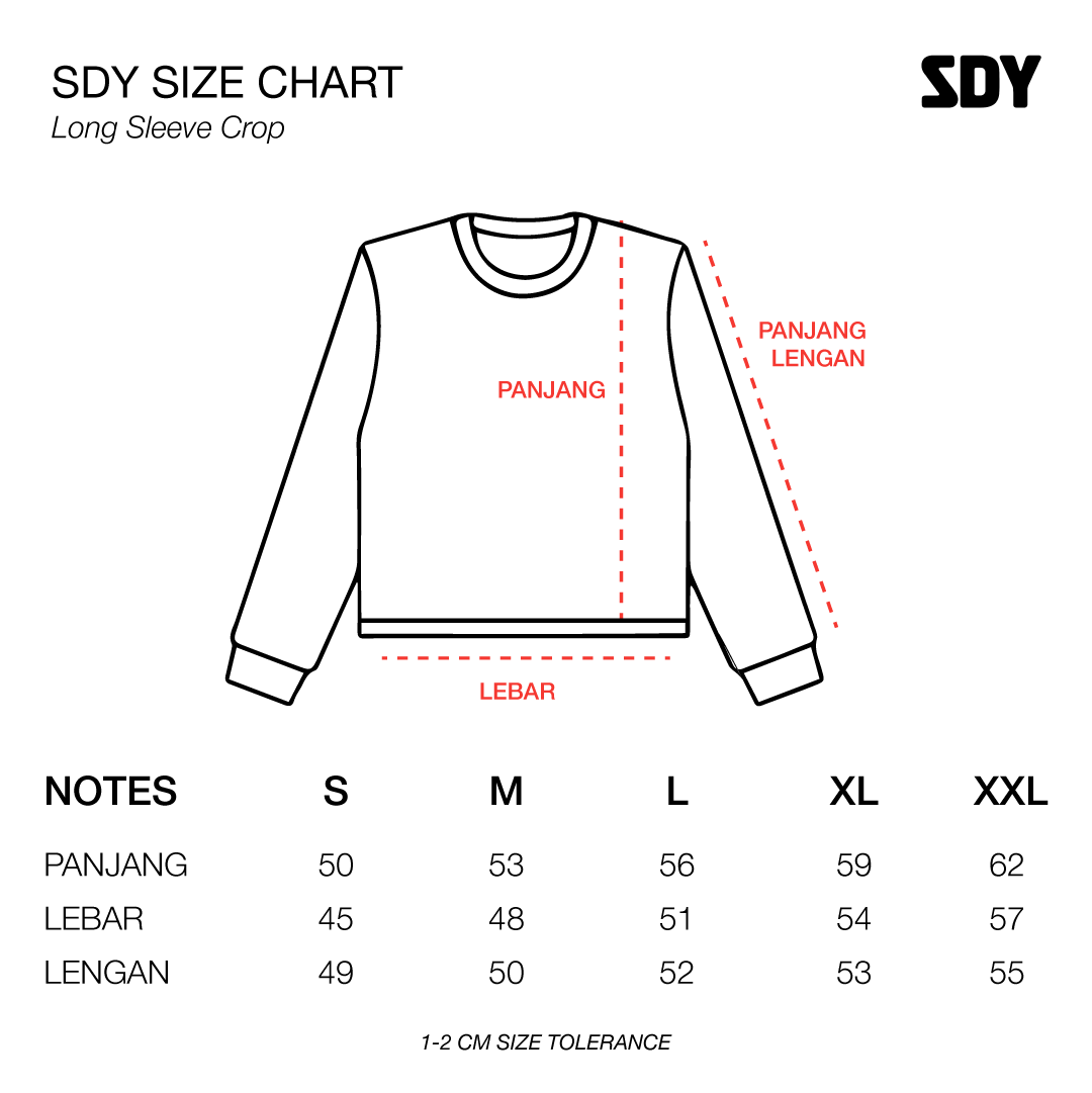 .Feast - Gajah Semut Manusia Longsleeve Crop - T-shirt - Black — size chart