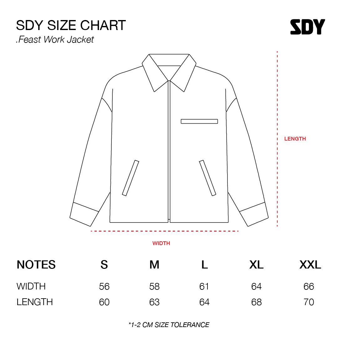 The Sigit - Provocateur - Work Jacket - Black — size chart