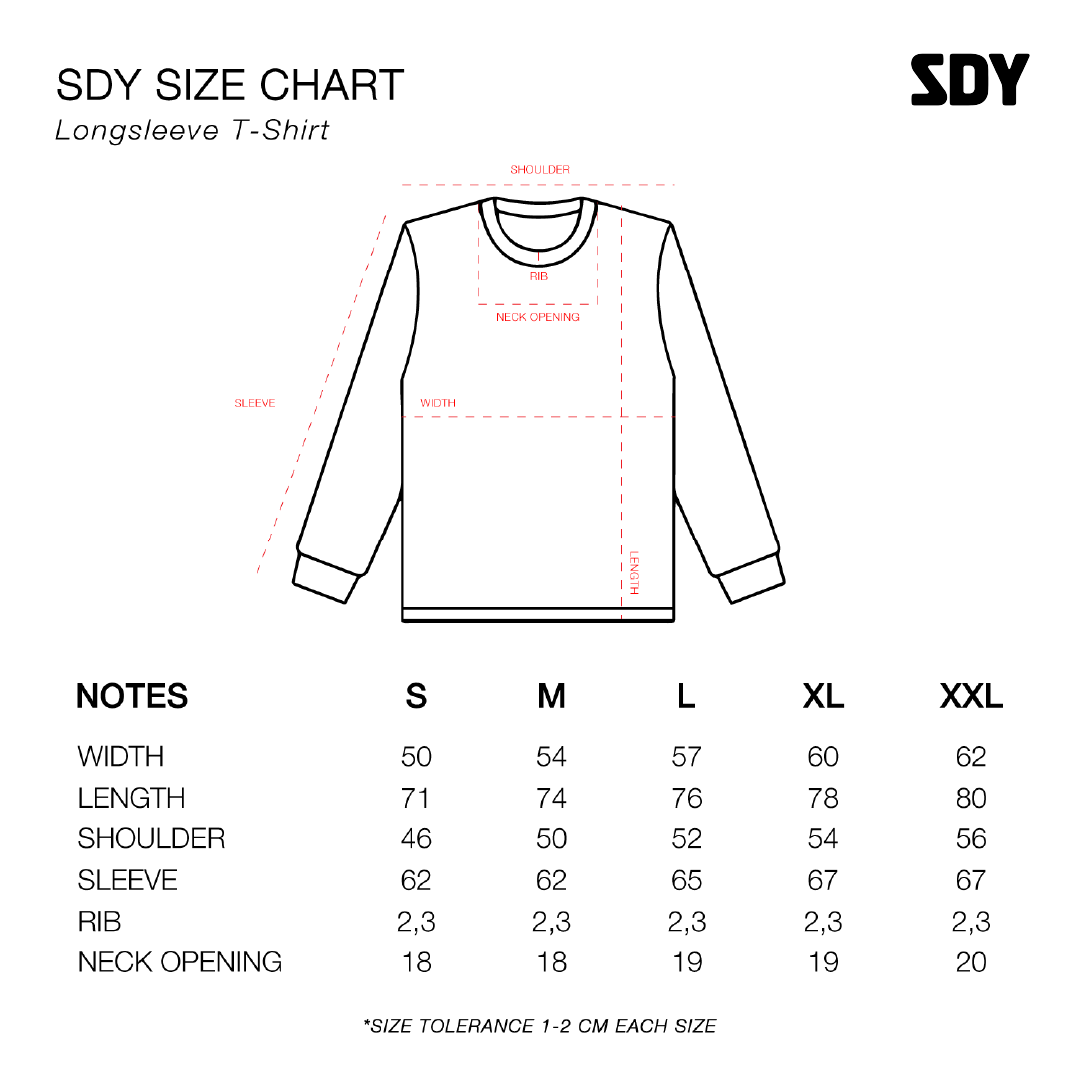 Hindia - MDB Tracklist Longsleeve - T-shirt - Black — size chart