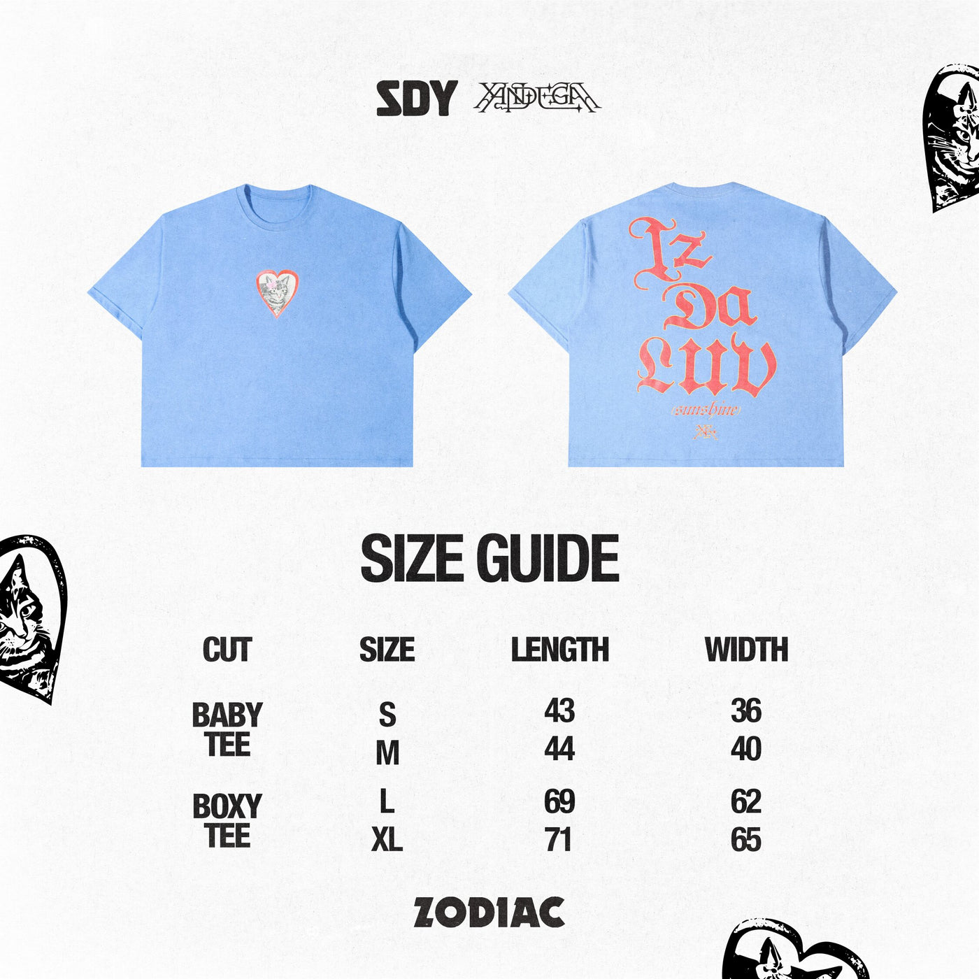 Xandega - Is Da Luv - Baby Tee - Blue — size chart